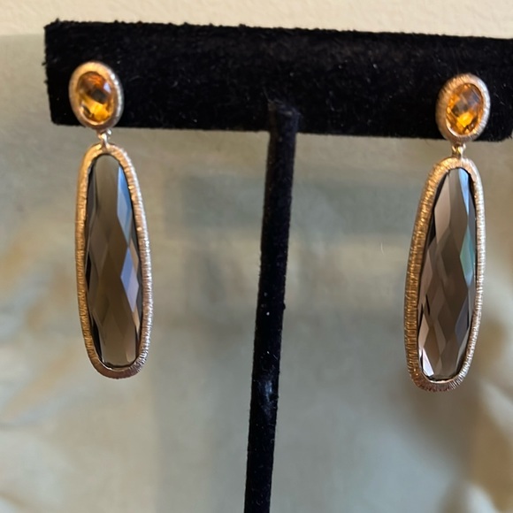 Michelle Albala smokey quartz and citrine earrings - Picture 2 of 5